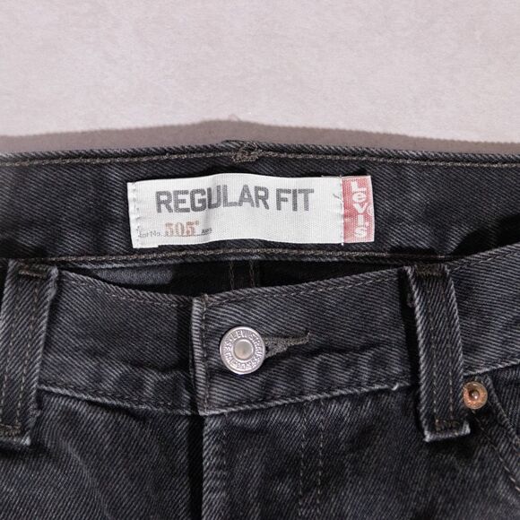 y2k Levis 505 Regular Fit Black Straight Leg Mens Denim Jeans 33x29 Grunge Skate - Picture 3 of 7